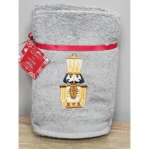 Avanti Nutcracker Hand Towels Set Gray Embroidered Christmas Pair